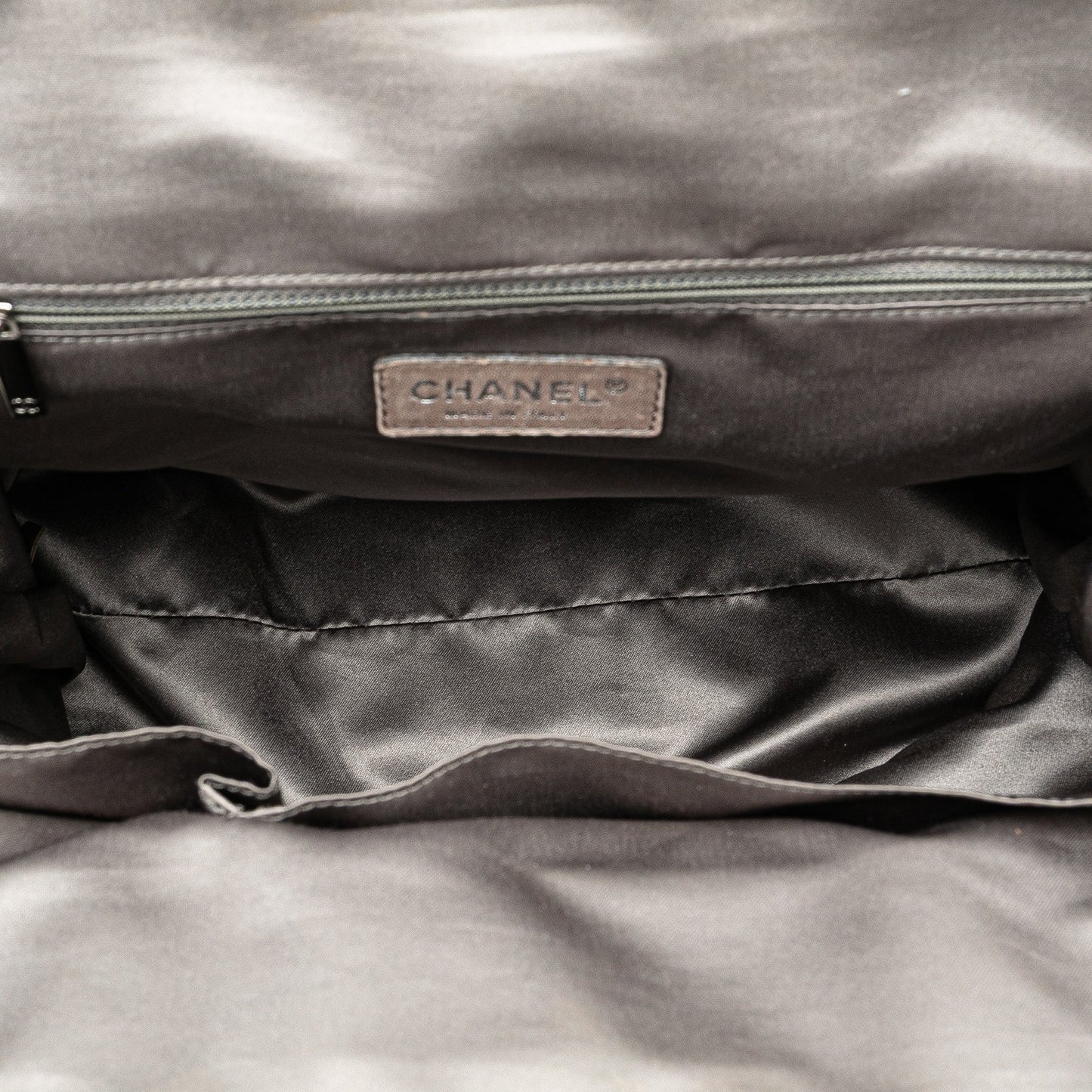 Black Chanel Quilted Glazed Calfskin and Tweed Portobello Frame Satchel