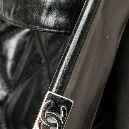 Black Chanel Quilted Glazed Calfskin and Tweed Portobello Frame Satchel