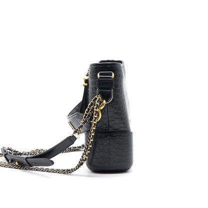 Chanels Medium Gabrielle Hobo Bag Crocodile Embossed Calfskin Black
