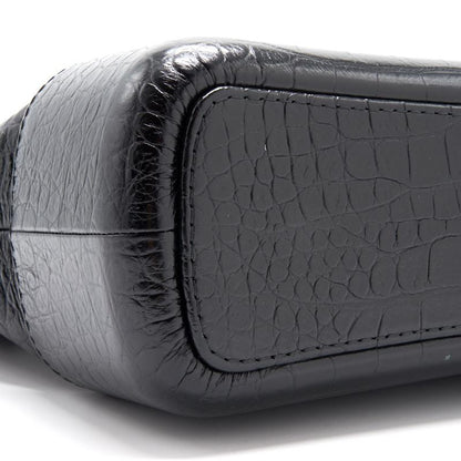 Chanels Medium Gabrielle Hobo Bag Crocodile Embossed Calfskin Black