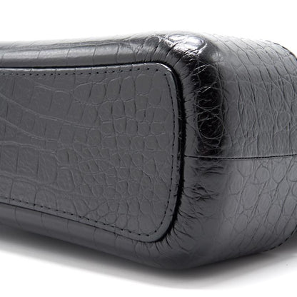 Chanels Medium Gabrielle Hobo Bag Crocodile Embossed Calfskin Black