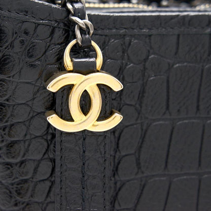 Chanels Medium Gabrielle Hobo Bag Crocodile Embossed Calfskin Black