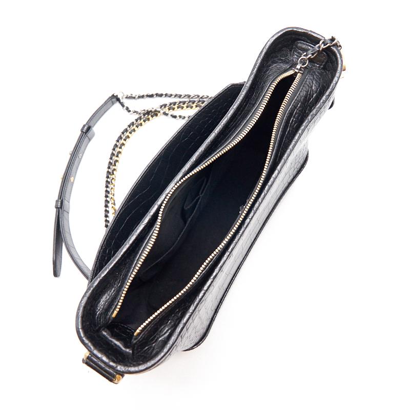 Chanels Medium Gabrielle Hobo Bag Crocodile Embossed Calfskin Black