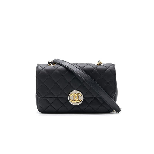 Chanel 19B Matelasse Black Mini Flap Bag