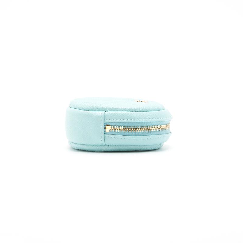 Chanel 19C Cavier Round Coin Purse Tiffany Blue