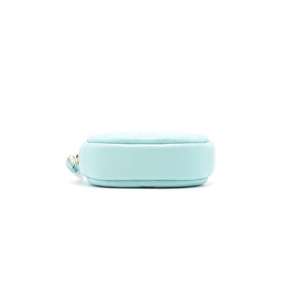 Chanel 19C Cavier Round Coin Purse Tiffany Blue