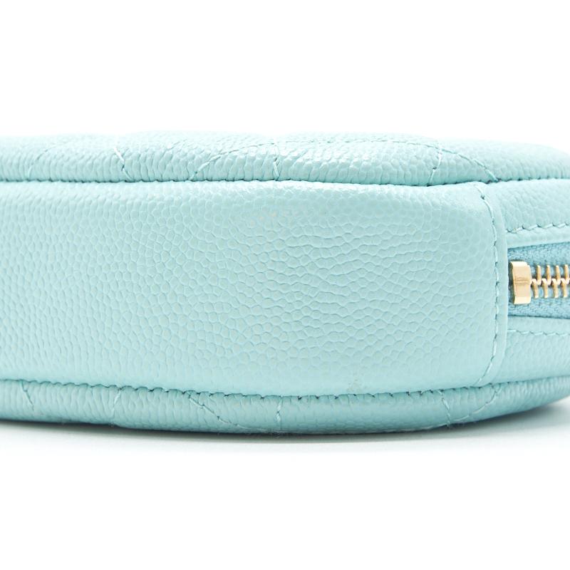 Chanel 19C Cavier Round Coin Purse Tiffany Blue