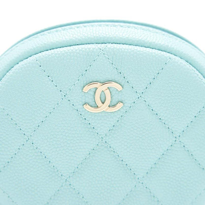 Chanel 19C Cavier Round Coin Purse Tiffany Blue