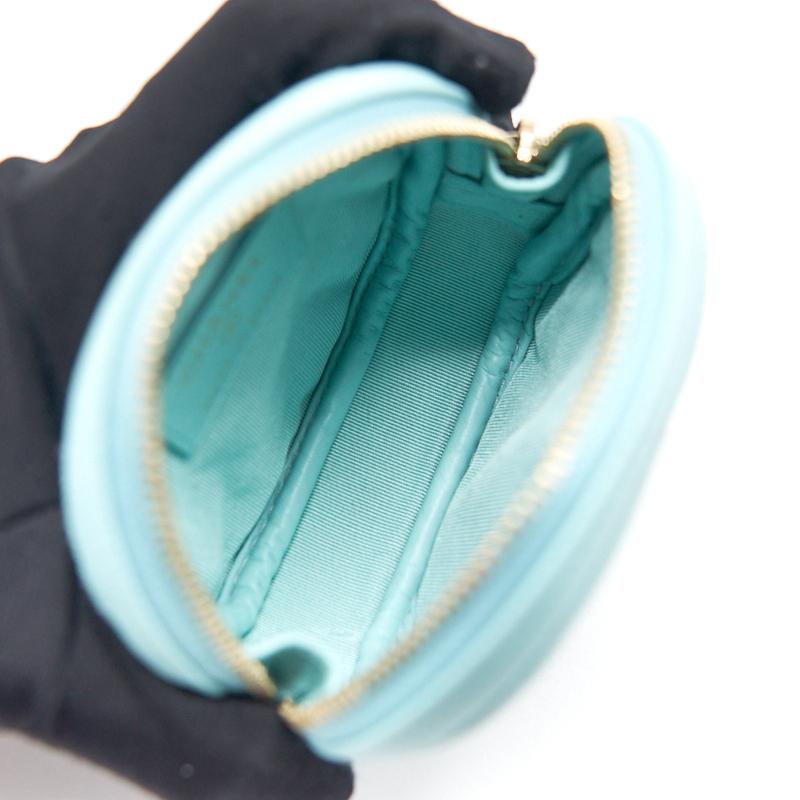 Chanel 19C Cavier Round Coin Purse Tiffany Blue