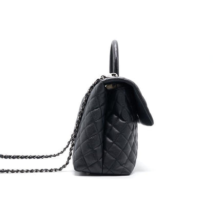 Chanel Black Large Cocohandle Bag with Lizard Handle