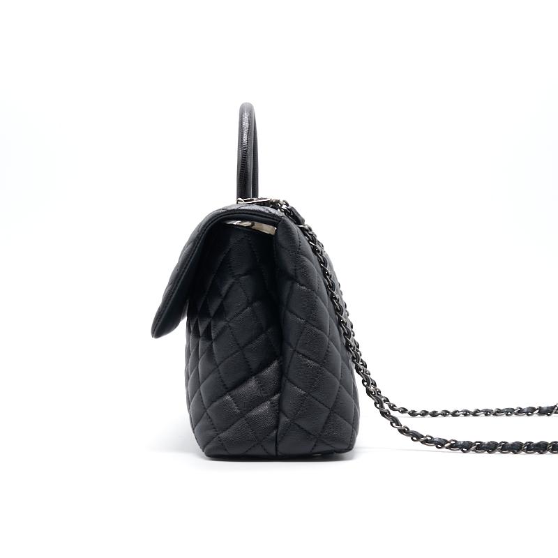 Chanel Black Large Cocohandle Bag with Lizard Handle