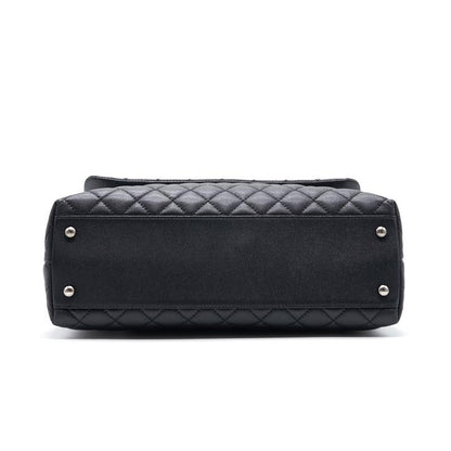 Chanel Black Large Cocohandle Bag with Lizard Handle