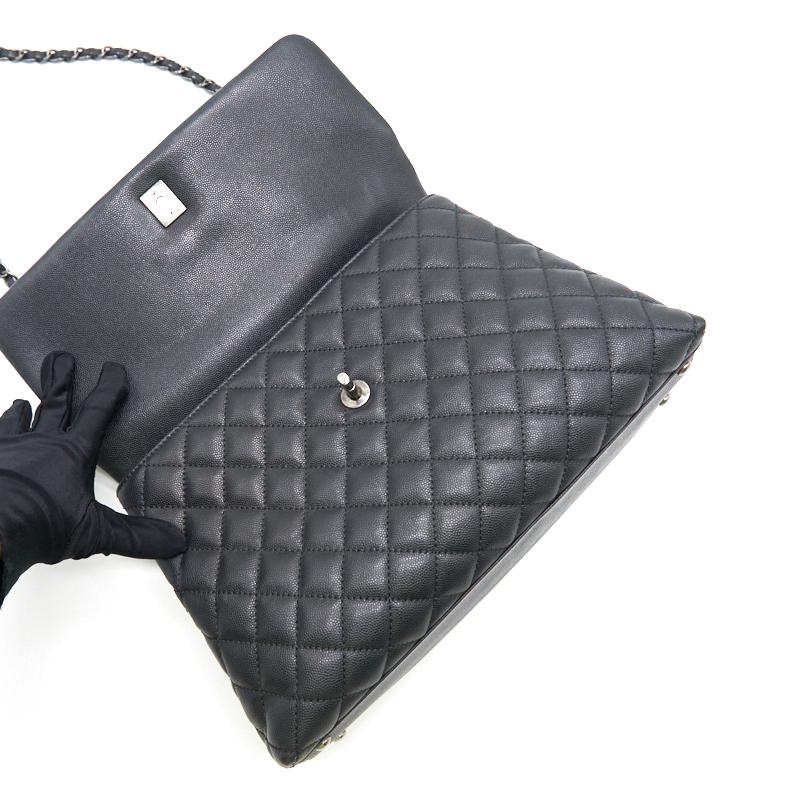 Chanel Black Large Cocohandle Bag with Lizard Handle