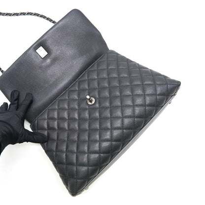 Chanel Black Large Cocohandle Bag with Lizard Handle