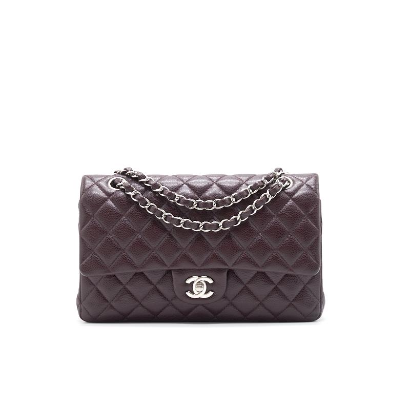 Chanel Medium cavier Classical double flap burgundy with SHW