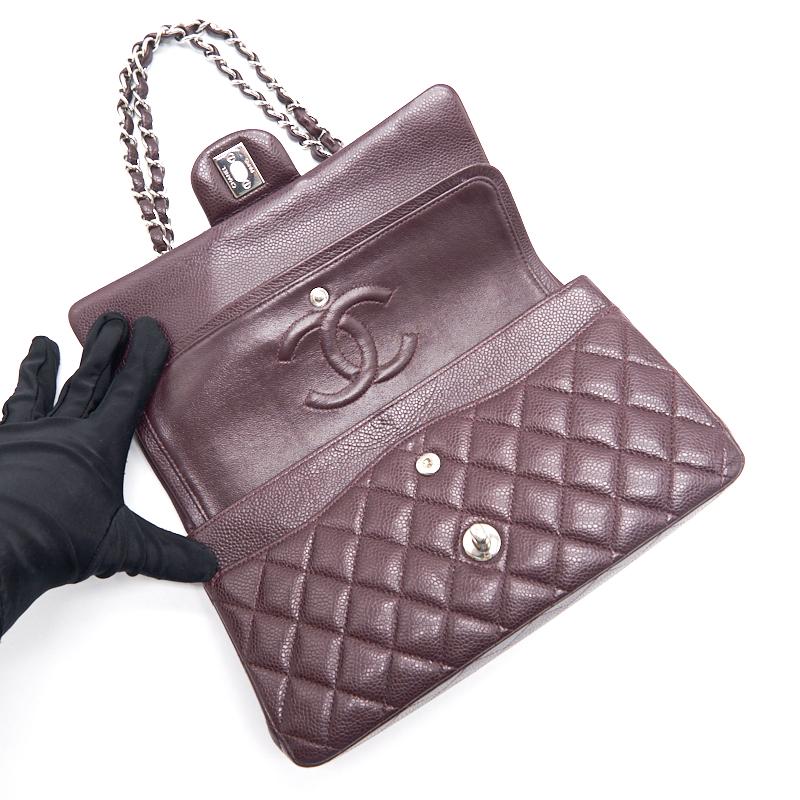 Chanel Medium cavier Classical double flap burgundy with SHW
