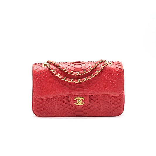 Chanel Python Skin Classic Medium Double Flap with GHW