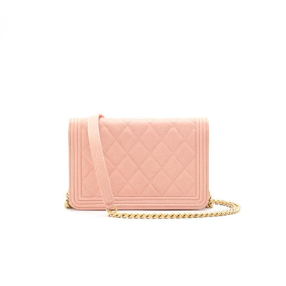 Chanel Boy Chanel Wallet on Chain cavier Pink with GHW