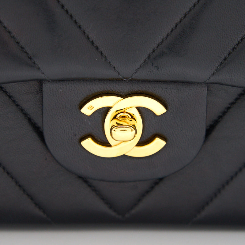 Chanel Vintage Classic Medium Double Flap Bag Black with 24K GHW