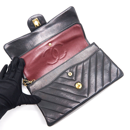 Chanel Vintage Classic Medium Double Flap Bag Black with 24K GHW