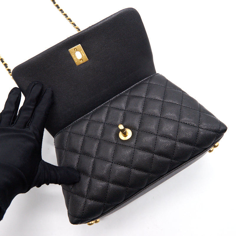 Chanel Caviar Quilted Mini Coco Handle Flap Black with GHW