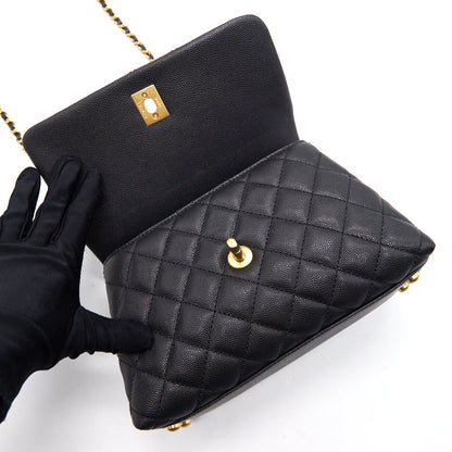 Chanel Caviar Quilted Mini Coco Handle Flap Black with GHW