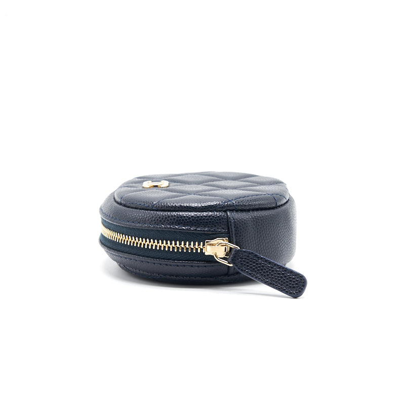 Chanel Caviar Round Coin Purse Dark Navy with LGHW