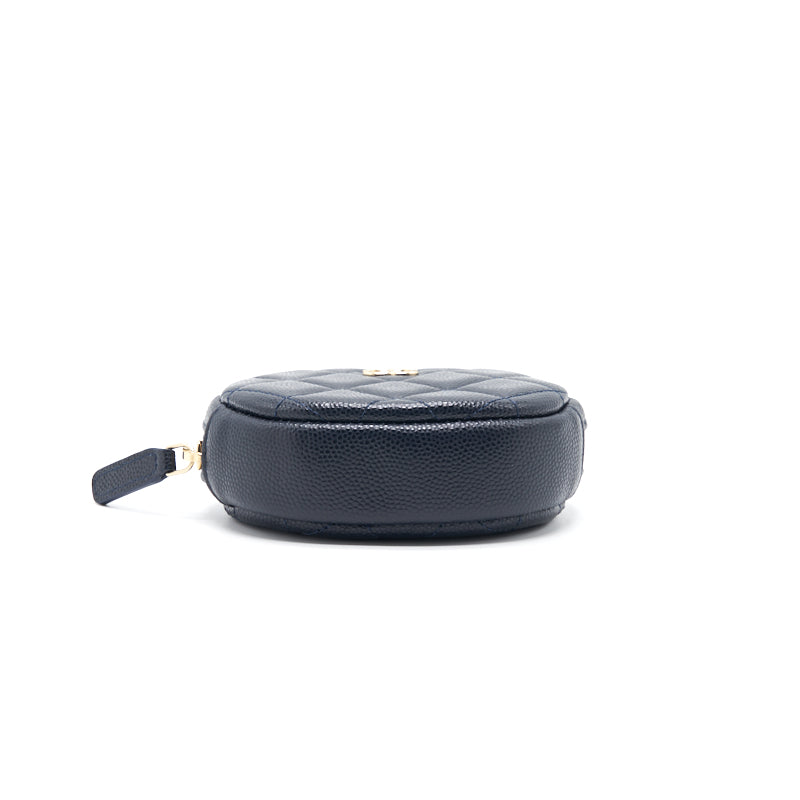 Chanel Caviar Round Coin Purse Dark Navy with LGHW