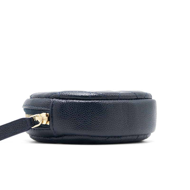 Chanel Caviar Round Coin Purse Dark Navy with LGHW