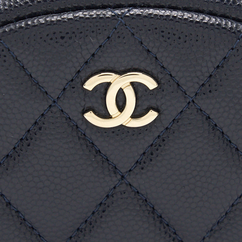 Chanel Caviar Round Coin Purse Dark Navy with LGHW
