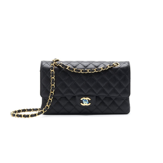 Chanel Medium 25cm Classical Double Flap Caviar Black GHW