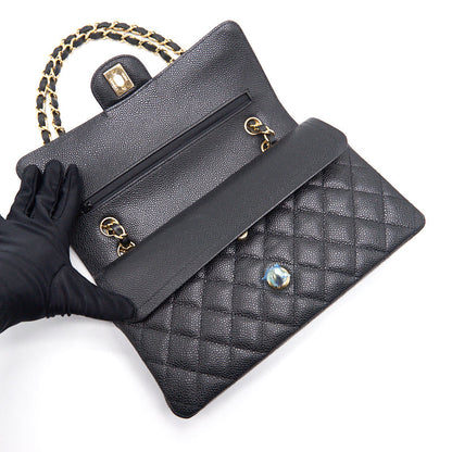 Chanel Medium 25cm Classical Double Flap Caviar Black GHW