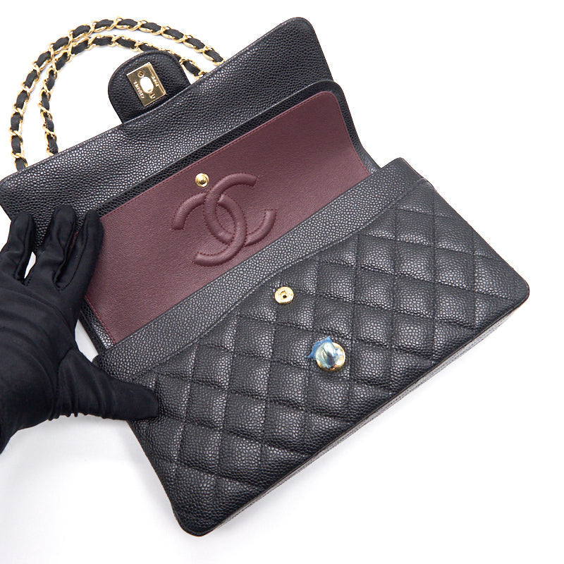 Chanel Medium 25cm Classical Double Flap Caviar Black GHW