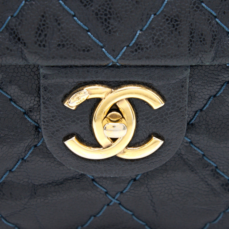 Chanel Caviar Large Flap Bag Navy with GHW