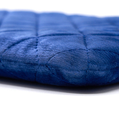 Chanel Navy Velvet Classic Quilted Medium O Case Clutch Purse Bag