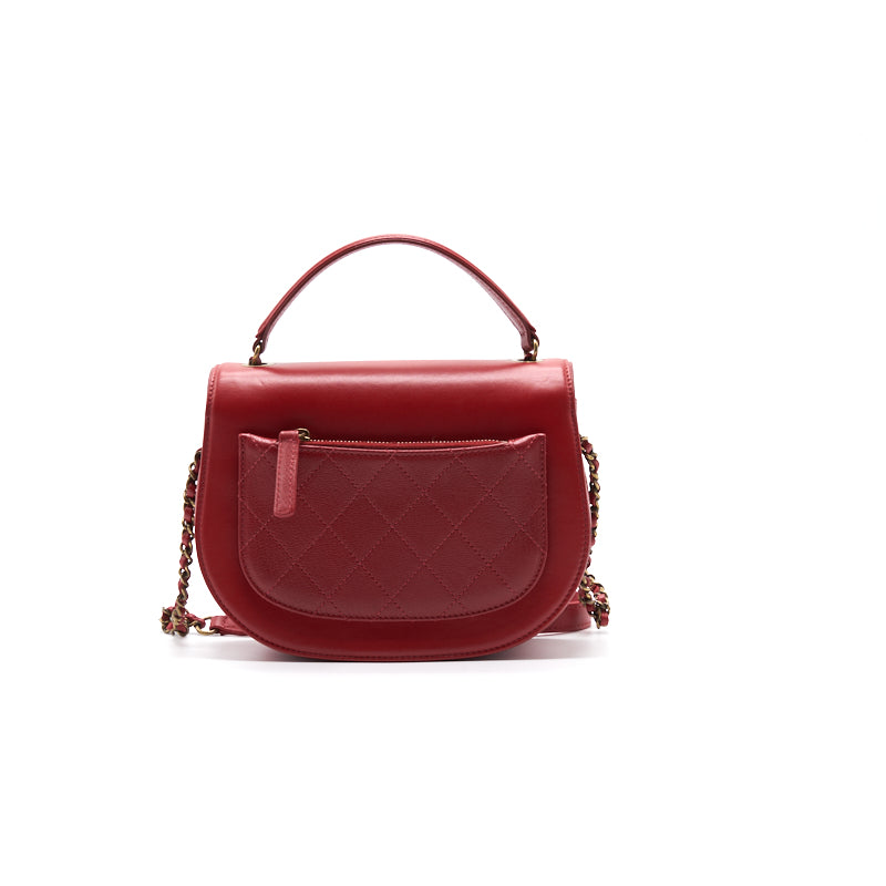 Chanel Shiny Calfskin Goatskin Quilted Small Coco Curve Messenger Flap