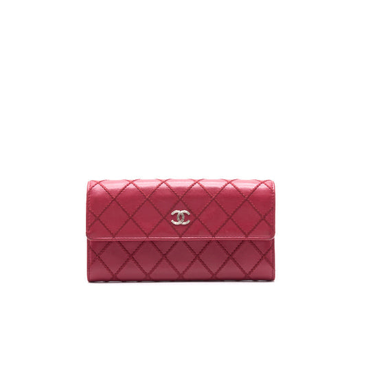 Chanel Red Quilted Leather CC Long Wallet