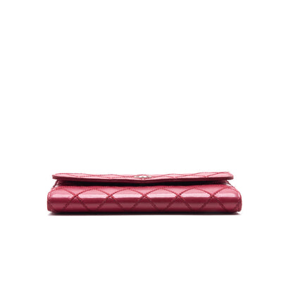 Chanel Red Quilted Leather CC Long Wallet