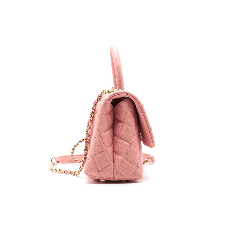 Chanel Caviar Quilted Mini Coco Handle Flap Pink