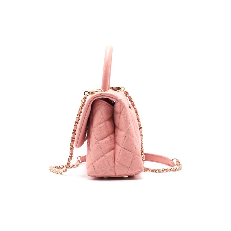 Chanel Caviar Quilted Mini Coco Handle Flap Pink