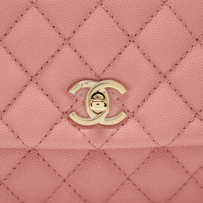 Chanel Caviar Quilted Mini Coco Handle Flap Pink