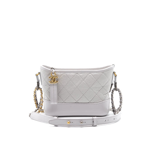 Chanel's Gabrielle Small Hobo Handbag Light Grey
