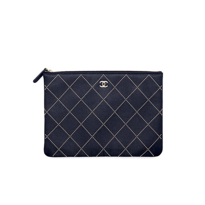 Chanel Calfskinwith Metal Bead Pouch
