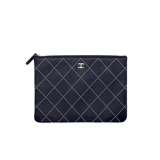 Chanel Calfskinwith Metal Bead Pouch