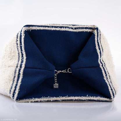 CHANEL Venise Biarritz Shopping Tote Terry Cloth Blue & White Large