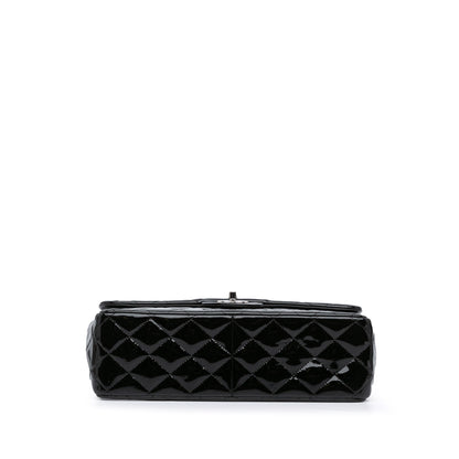 Black Chanel Jumbo Classic Patent Double Flap Shoulder Bag