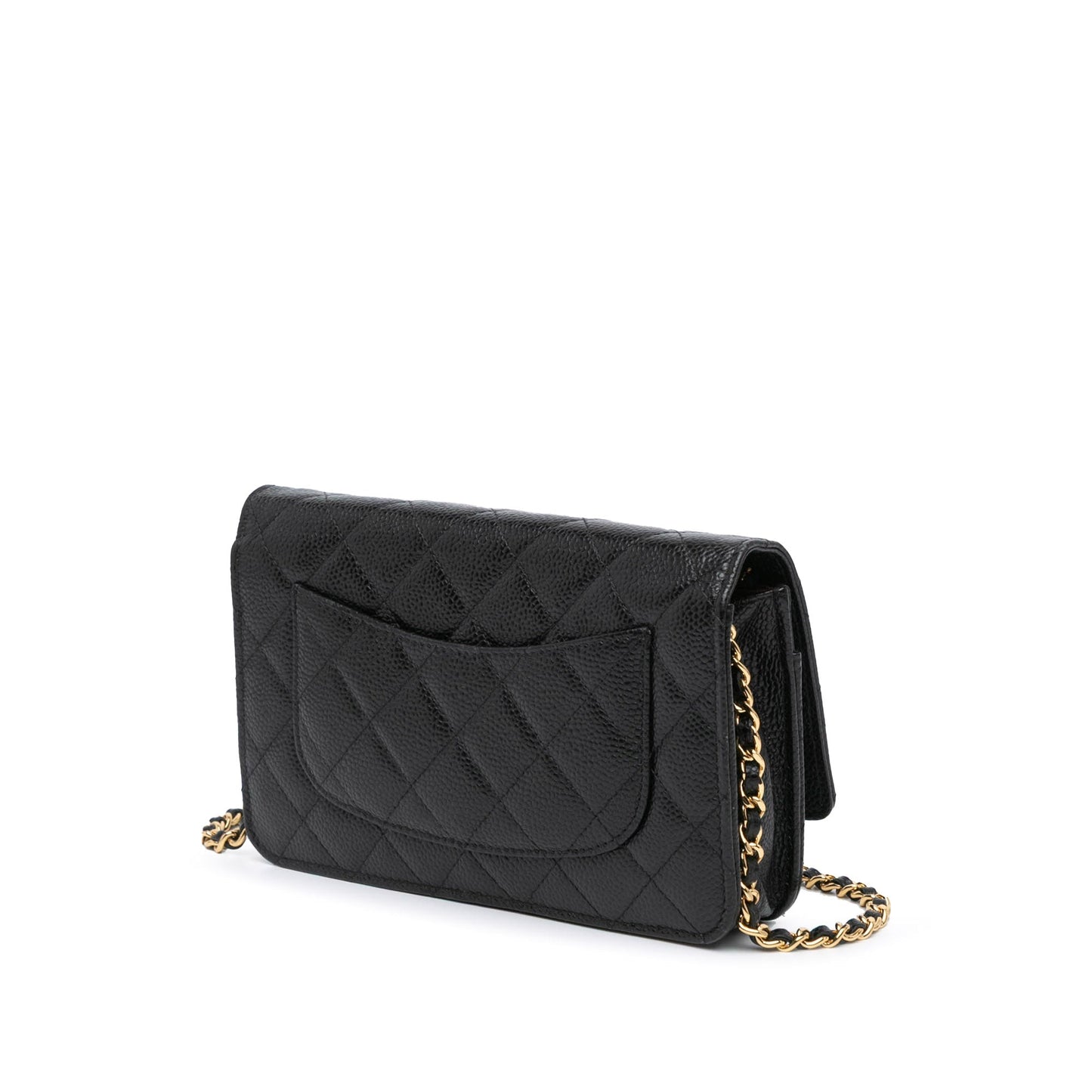 Black Chanel CC Quilted Caviar Wallet on Chain Crossbody Bag