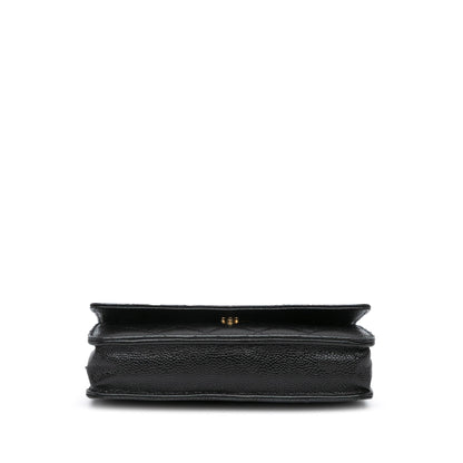 Black Chanel CC Quilted Caviar Wallet on Chain Crossbody Bag