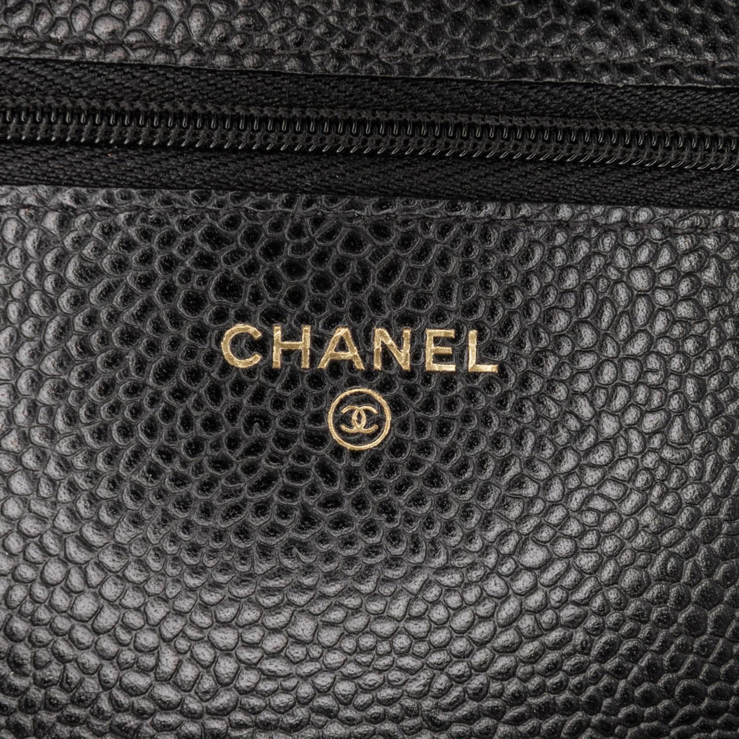 Black Chanel CC Quilted Caviar Wallet on Chain Crossbody Bag