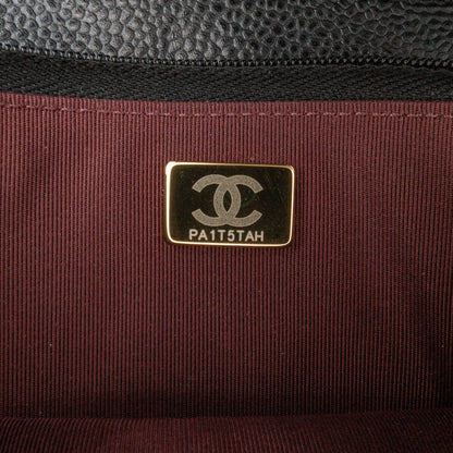 Black Chanel CC Quilted Caviar Wallet on Chain Crossbody Bag